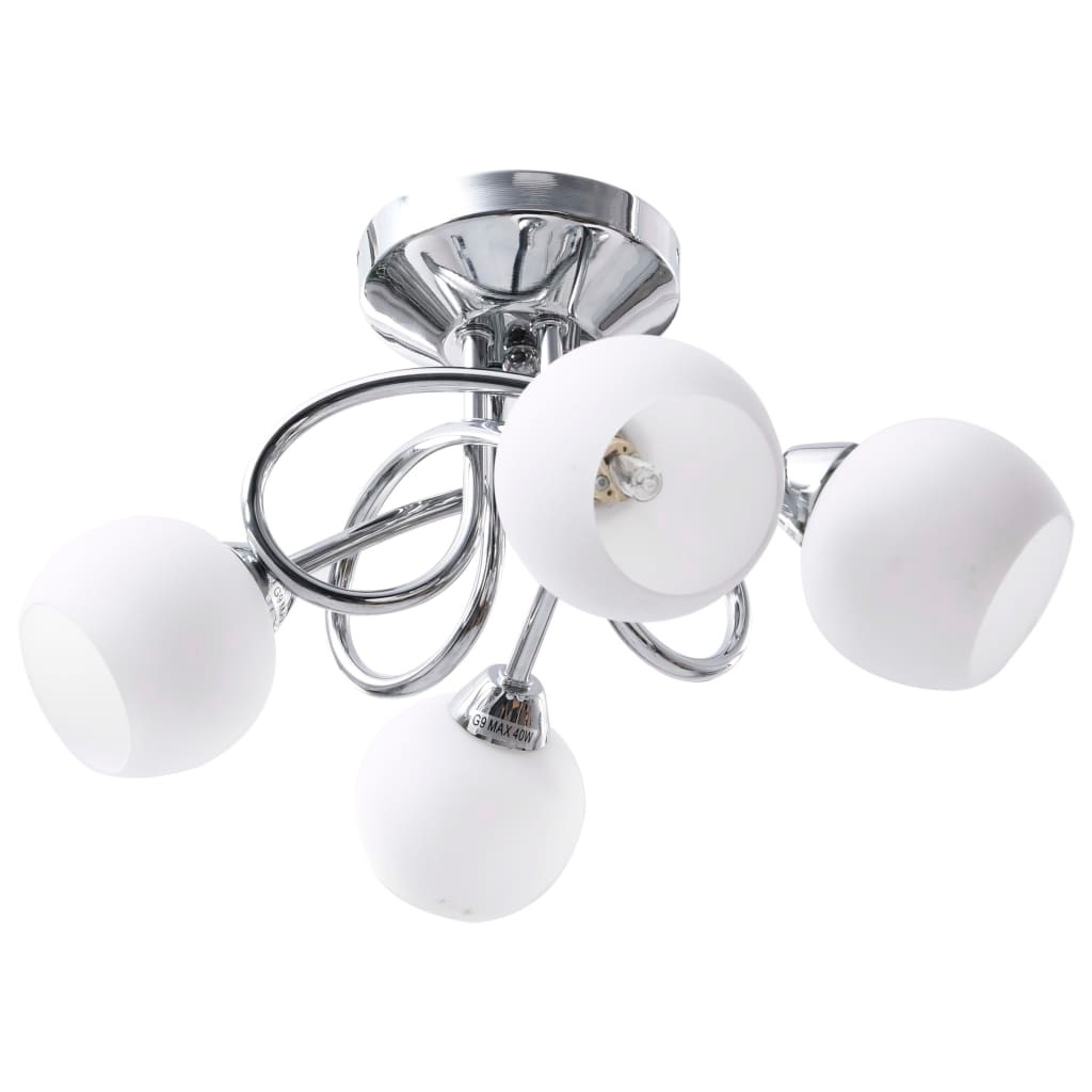 Ceiling Lamp with Round White Ceramic Shades for 4 G9 Bulbs